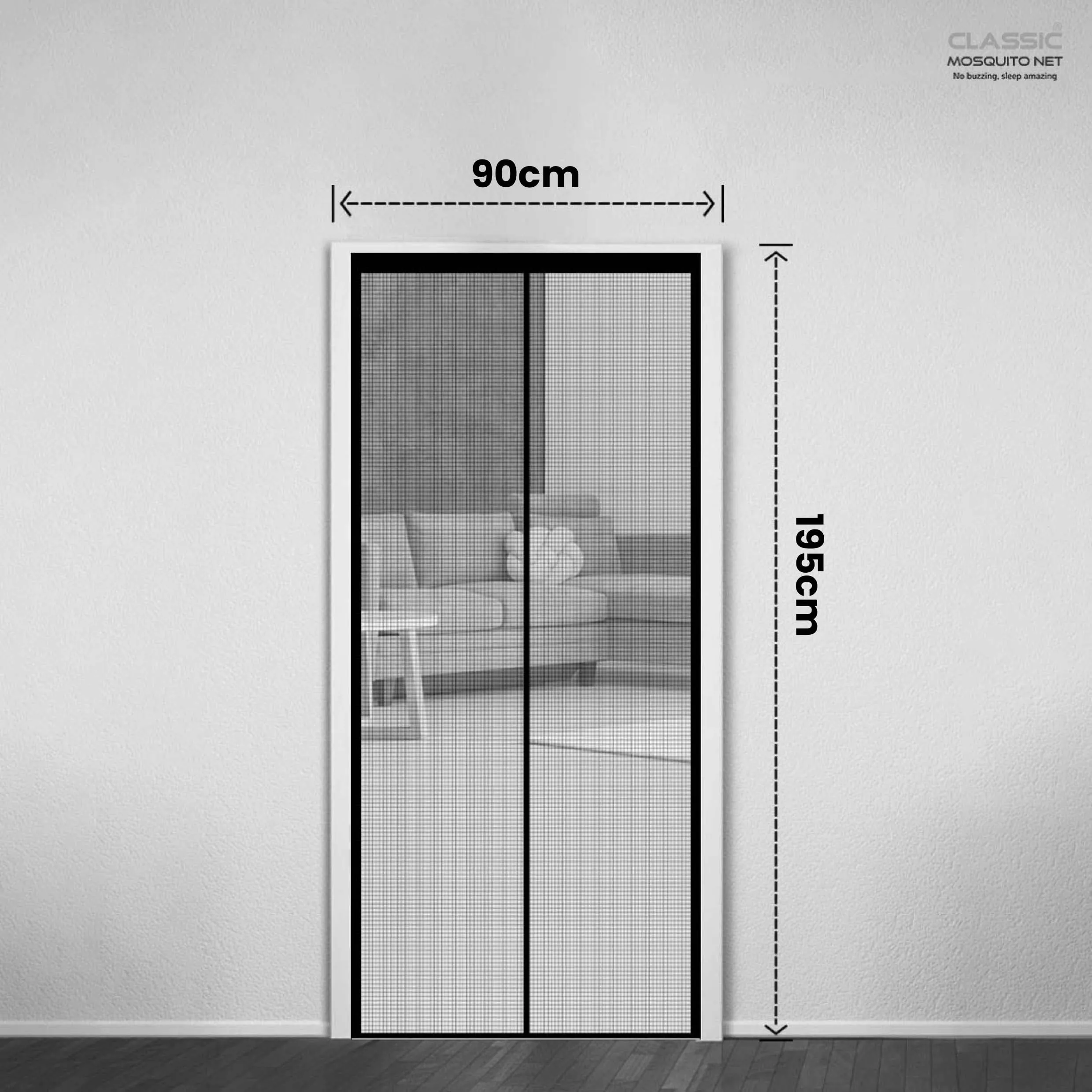Classic Mosquito Net for Door | Fiberglass Magnetic Curtain | Auto Closing Insect Screen for All Door Types with Self Adhesive Hook Tape (195X90cms, White)
